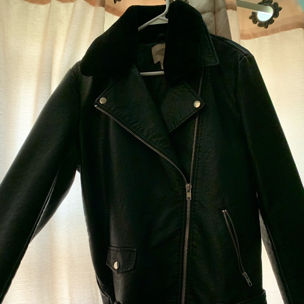 Faux leather and fur jacket